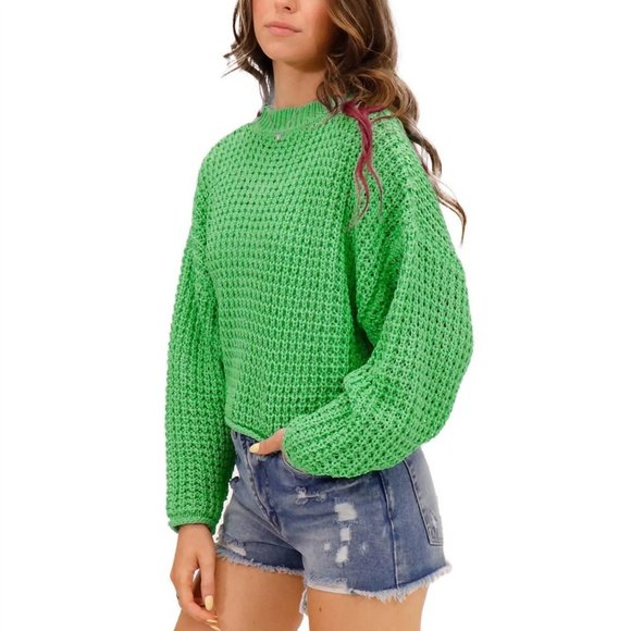 RD Style Darla Cropped Pull Over Crewneck In Margarita Lime. NWT - Picture 2 of 3